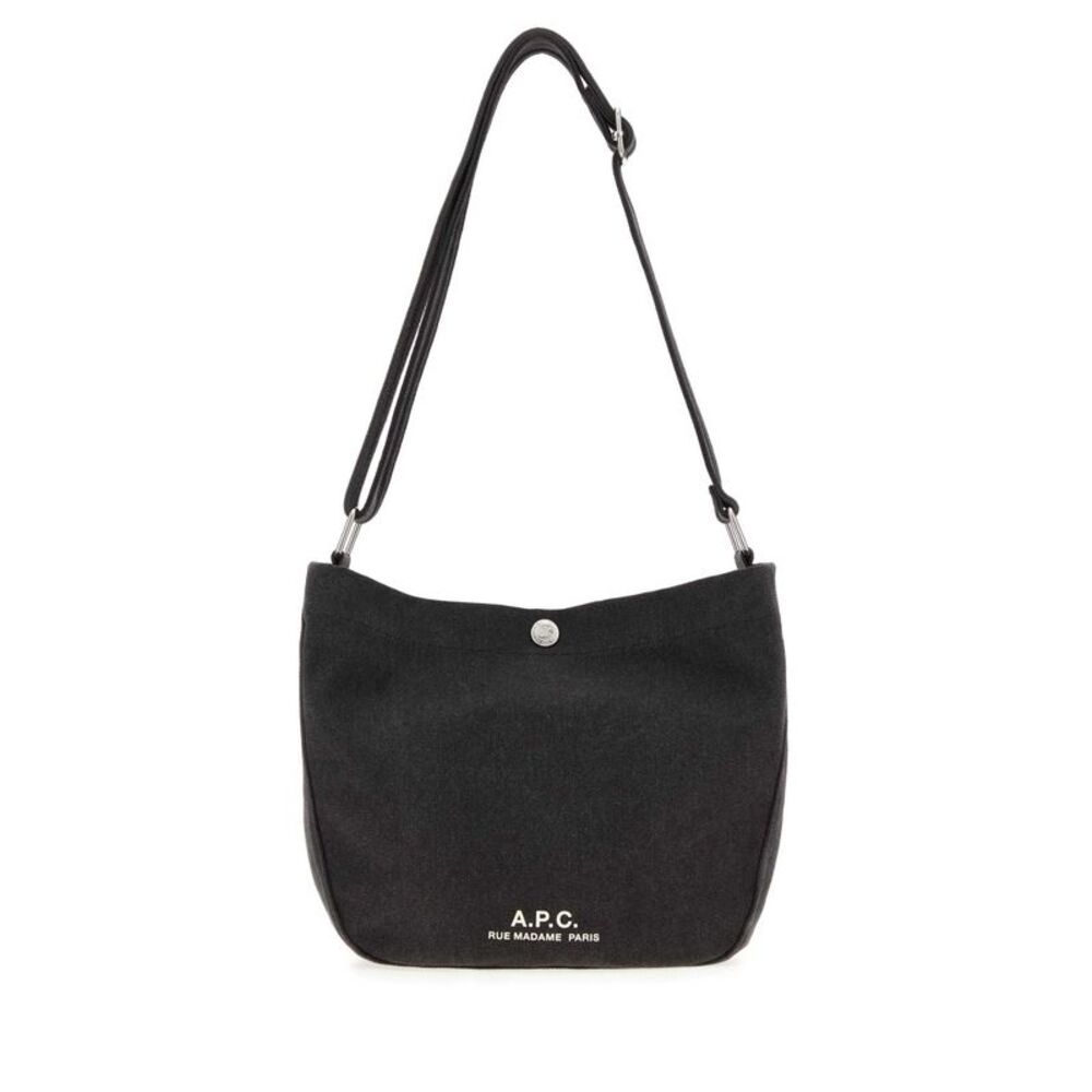 A.P.C. Men Dark Grey Canvas Small Besace Crossbody Bag